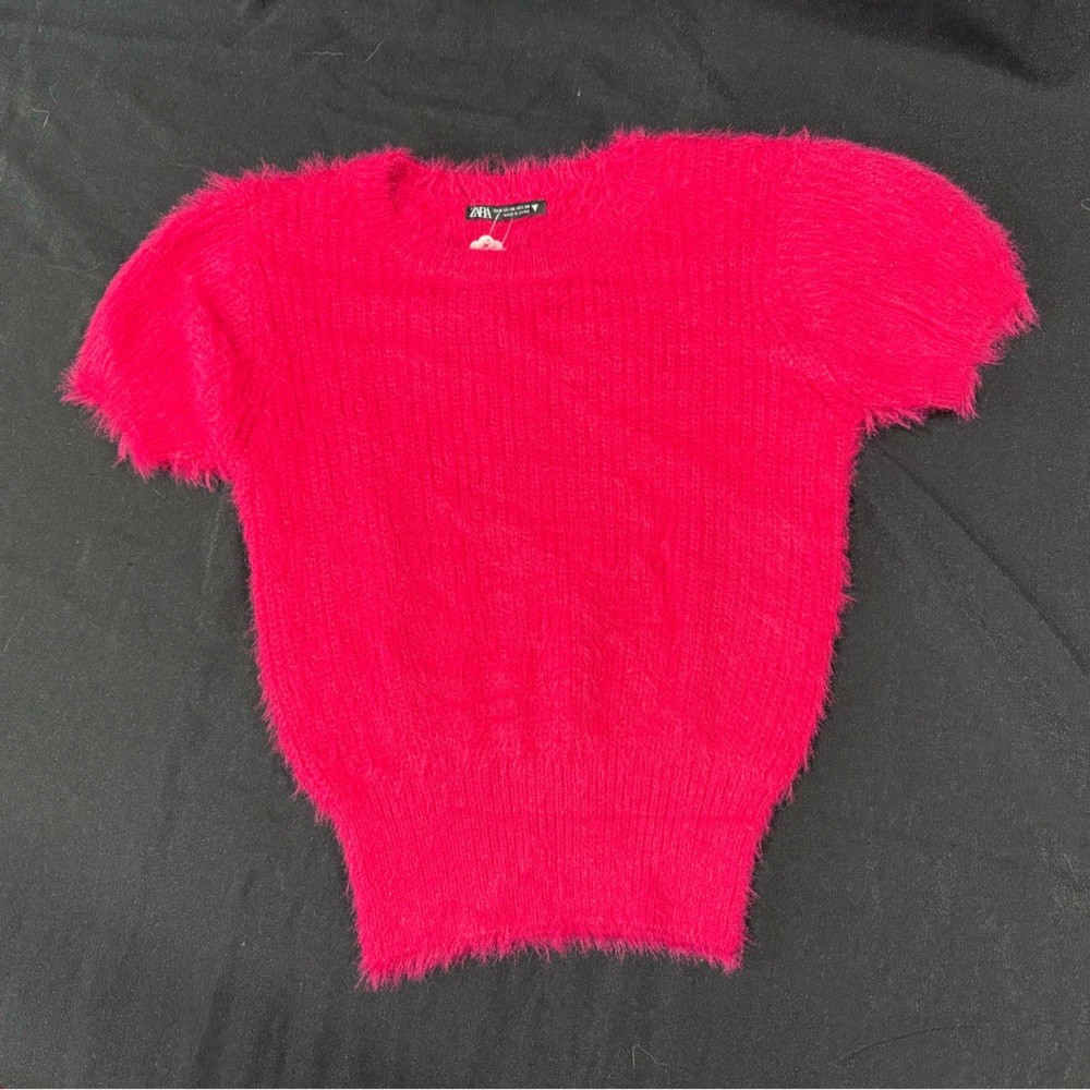 Zara Vibrant Red Fuzzy Sweater